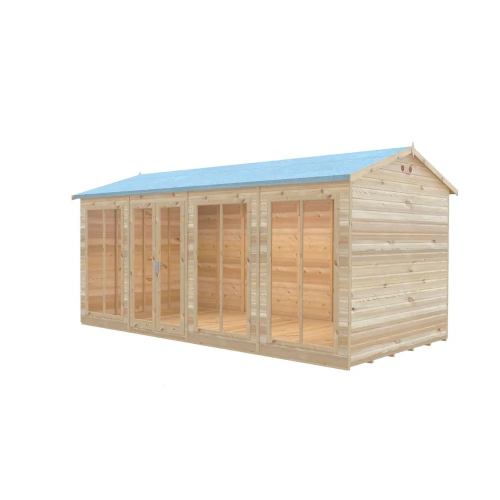 Shires Mayfield 16 x 8 Summerhouse - Wood - L239 x W476 x H229 cm in Light Brown 2