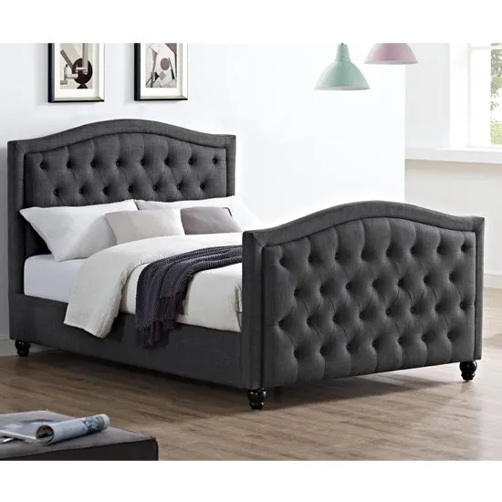 Daytona Linen Fabric Double Bed In Grey