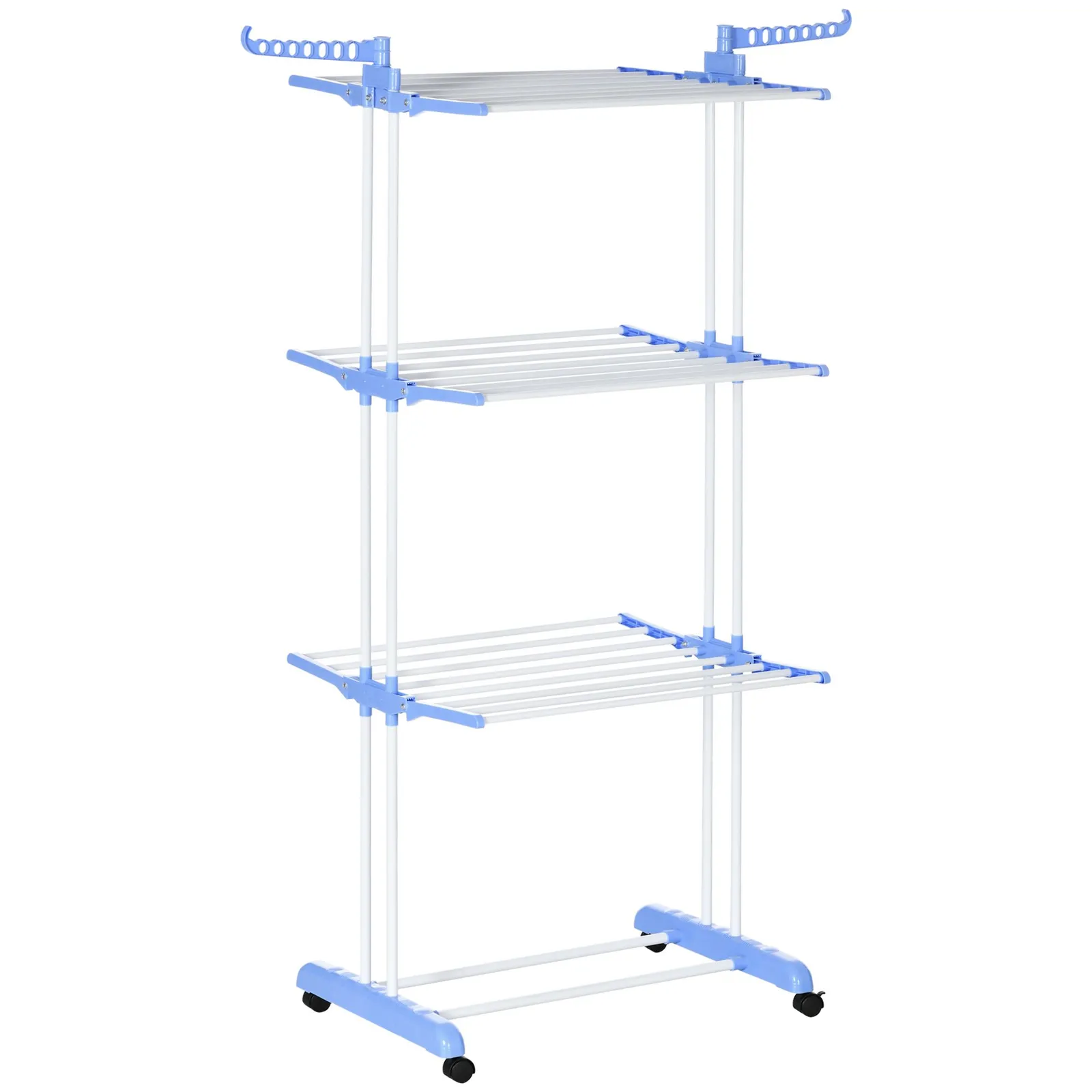 HOMCOM Foldable Clothes Drying Rack Steel Garment Dryer with Casters Blue 2