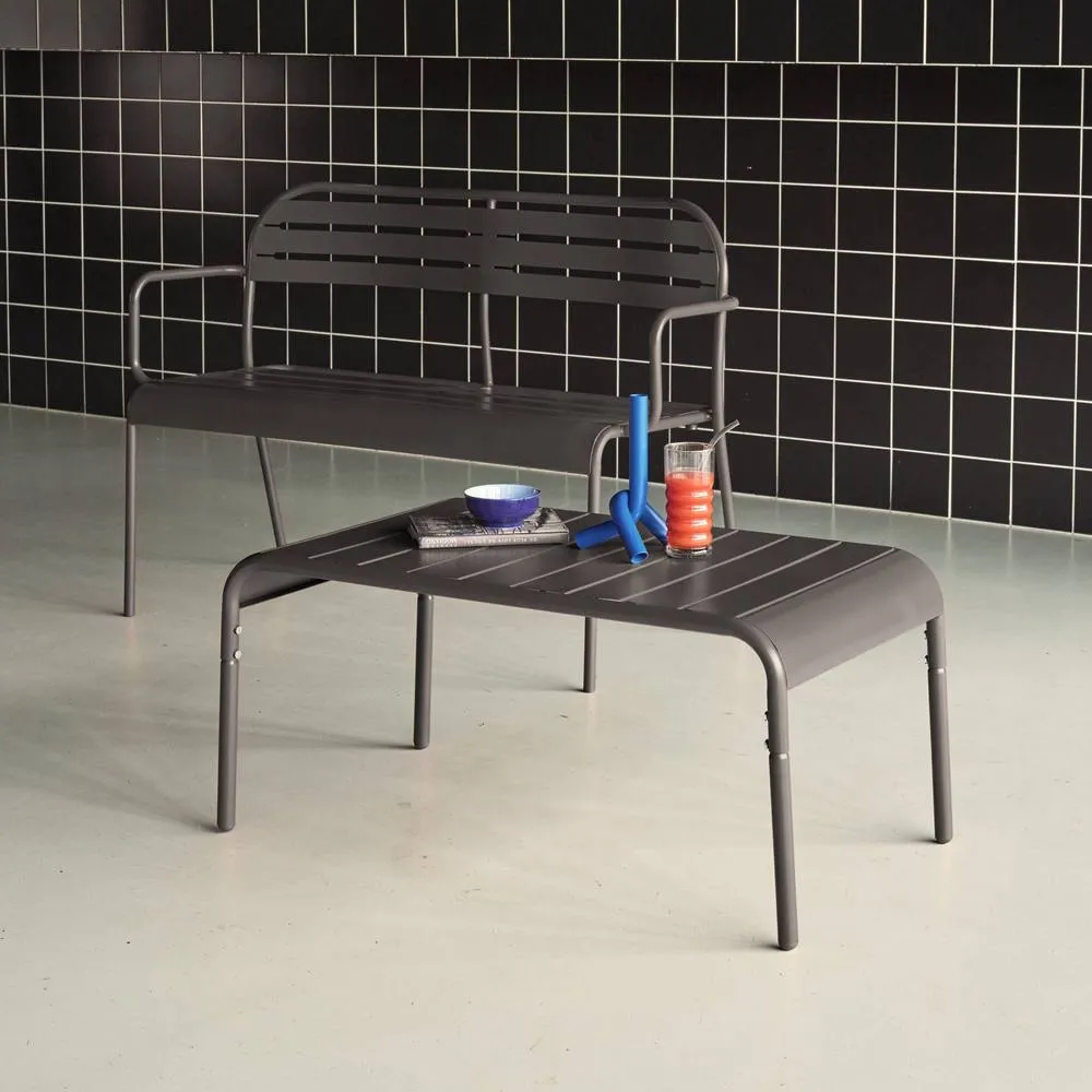 sweeek Rectangular steel garden coffee table in Dark Grey 4