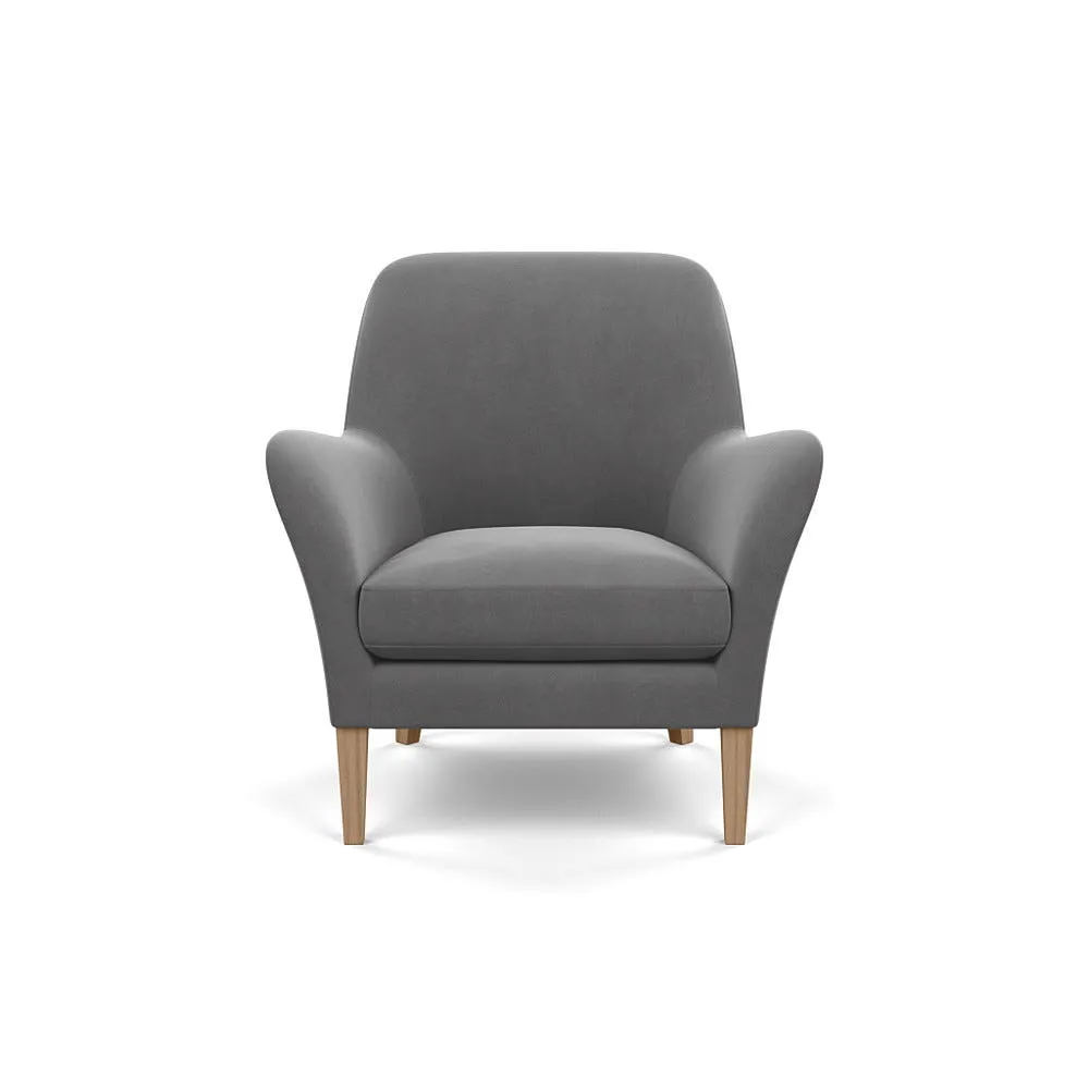 Heal's Wallis Armchair Smart Velvet Mercury Stained Oak Feet