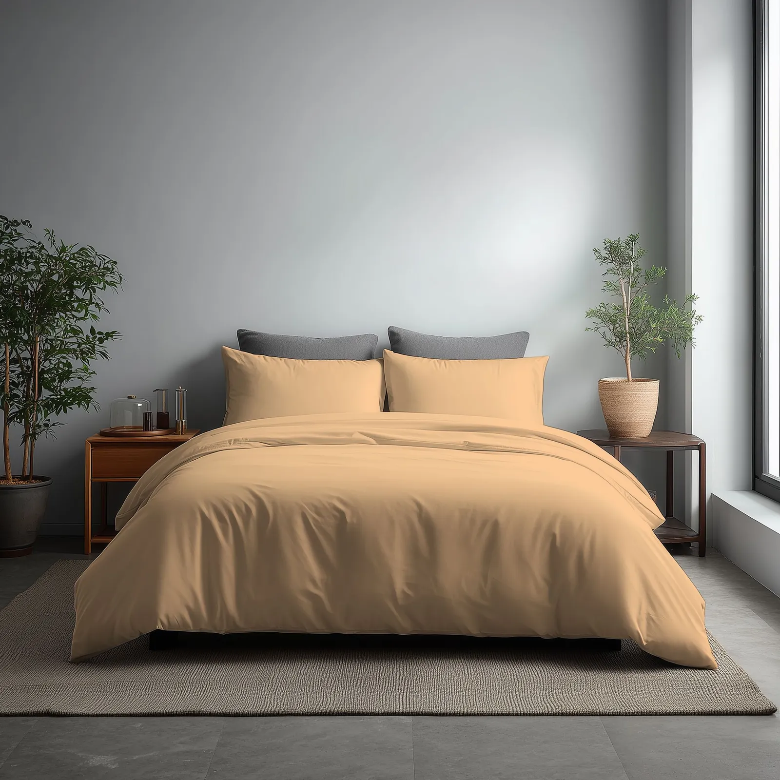 Snug City Microfibre Soft Touch Duvet Cover & Pillowcase/s Set Bed Linen in Beige