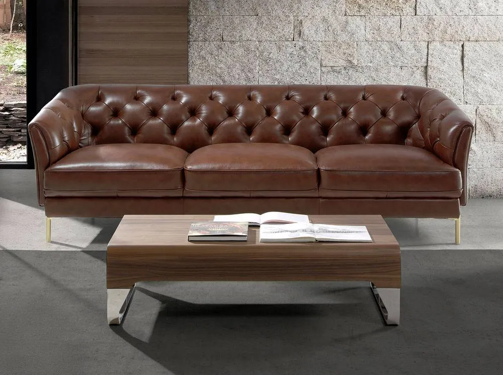 Angel Cerda Chester 3-Seater Sofa in Cognac Cowhide Leather Model in Brown 3