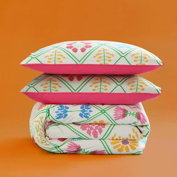 Yinka Ilori Net Floral 100% Cotton Duvet Cover & Pillowcase Set 6