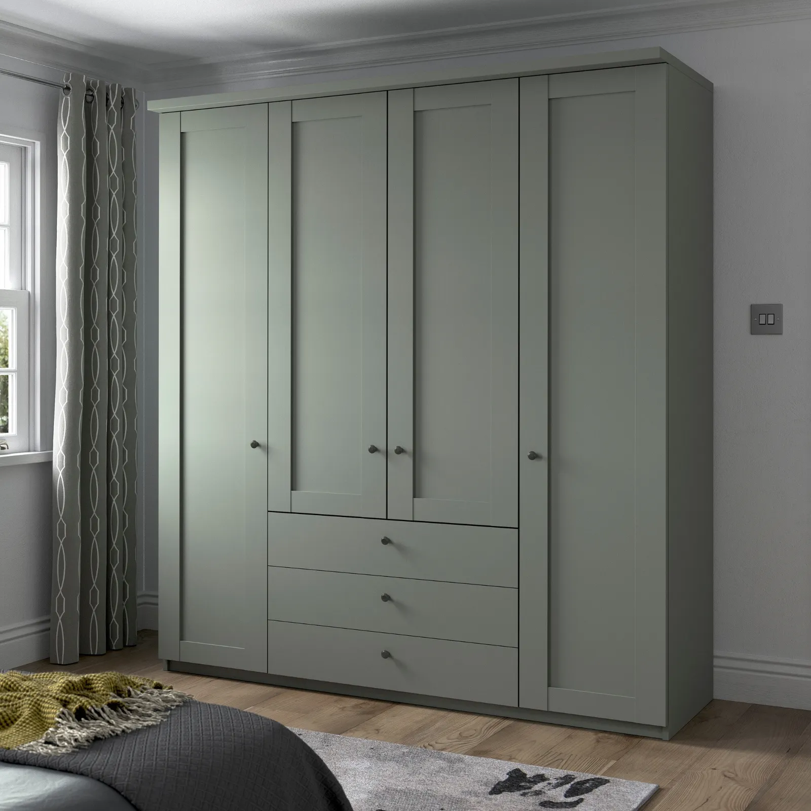 Varese Cornice For Hinged Wardrobe Without Lights, Green | Barker & Stonehouse 3