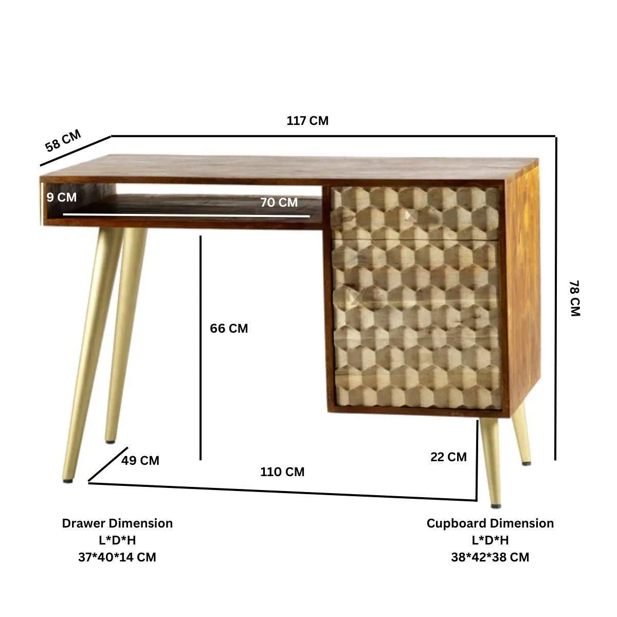 IH Design Koda Retro Desk in Brown 4
