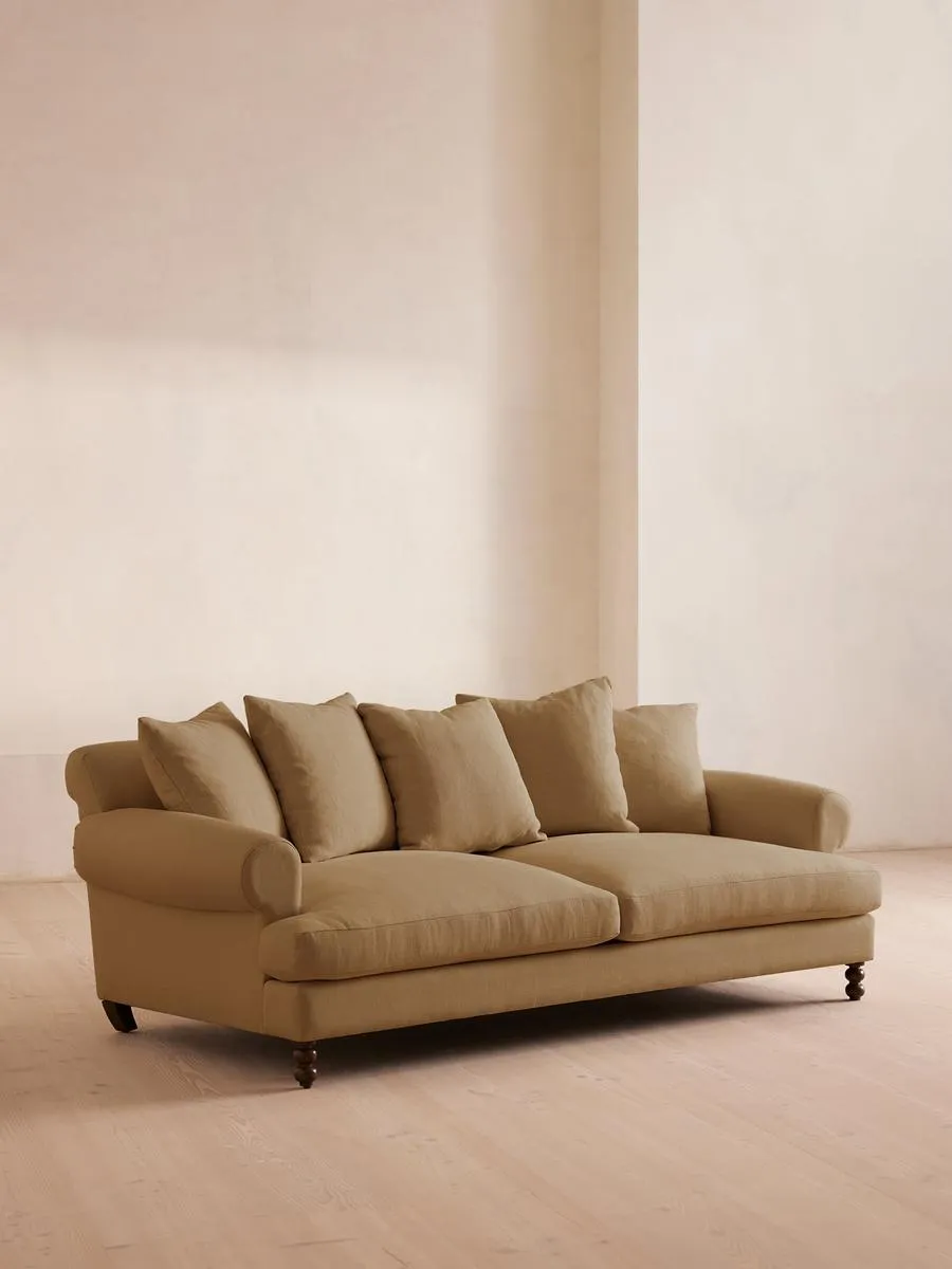 Audrey Three Seater Sofa, Linen, Wheat
