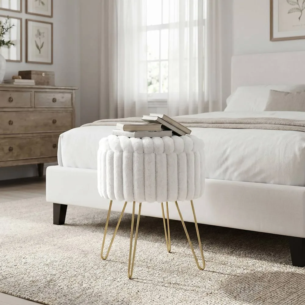 GAVENO CAVAILIA Ribbed Hairpin Storage Stool in White 1
