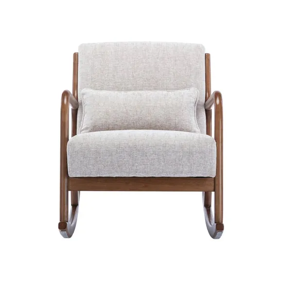 Khali Chenille Wooden Arm Rocking Chair 2