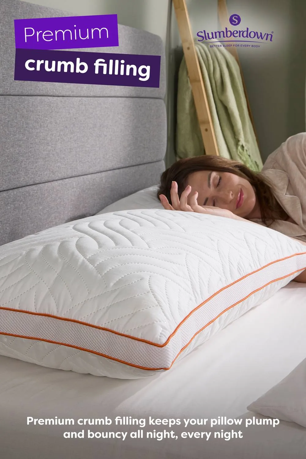 Slumberdown Memory Luxe Firm Support Pillow, 2 Pack in White 2
