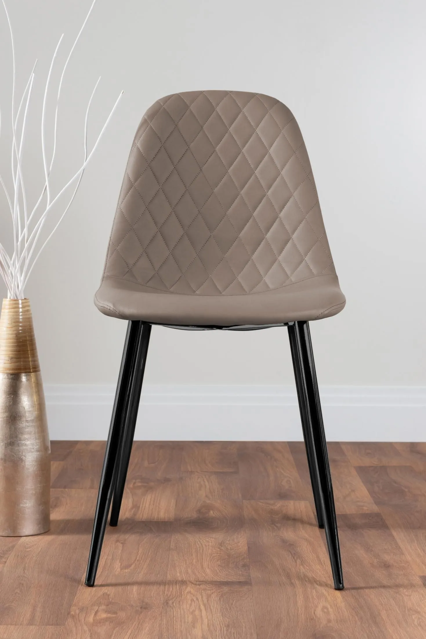FurnitureboxUK Giovani 6-Seater Grey Glass Dining Table & 6 Corona Faux Leather Dining Chairs in Beige 6