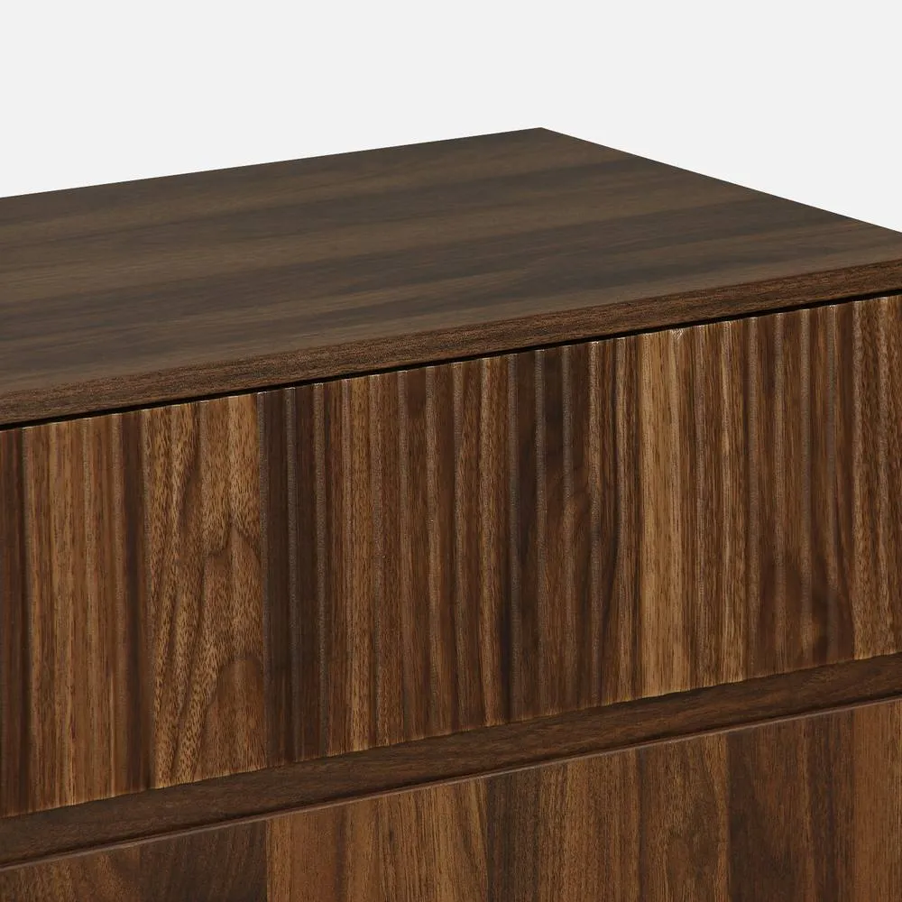 sweeek 3-drawer Chest With Grooved Wooden Detail in Dark Brown 2