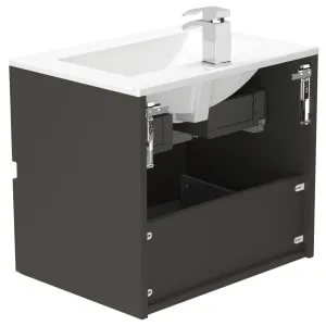 Newland Midnight Mist Basin Suspended Double Drawer Unit - 600mm 2
