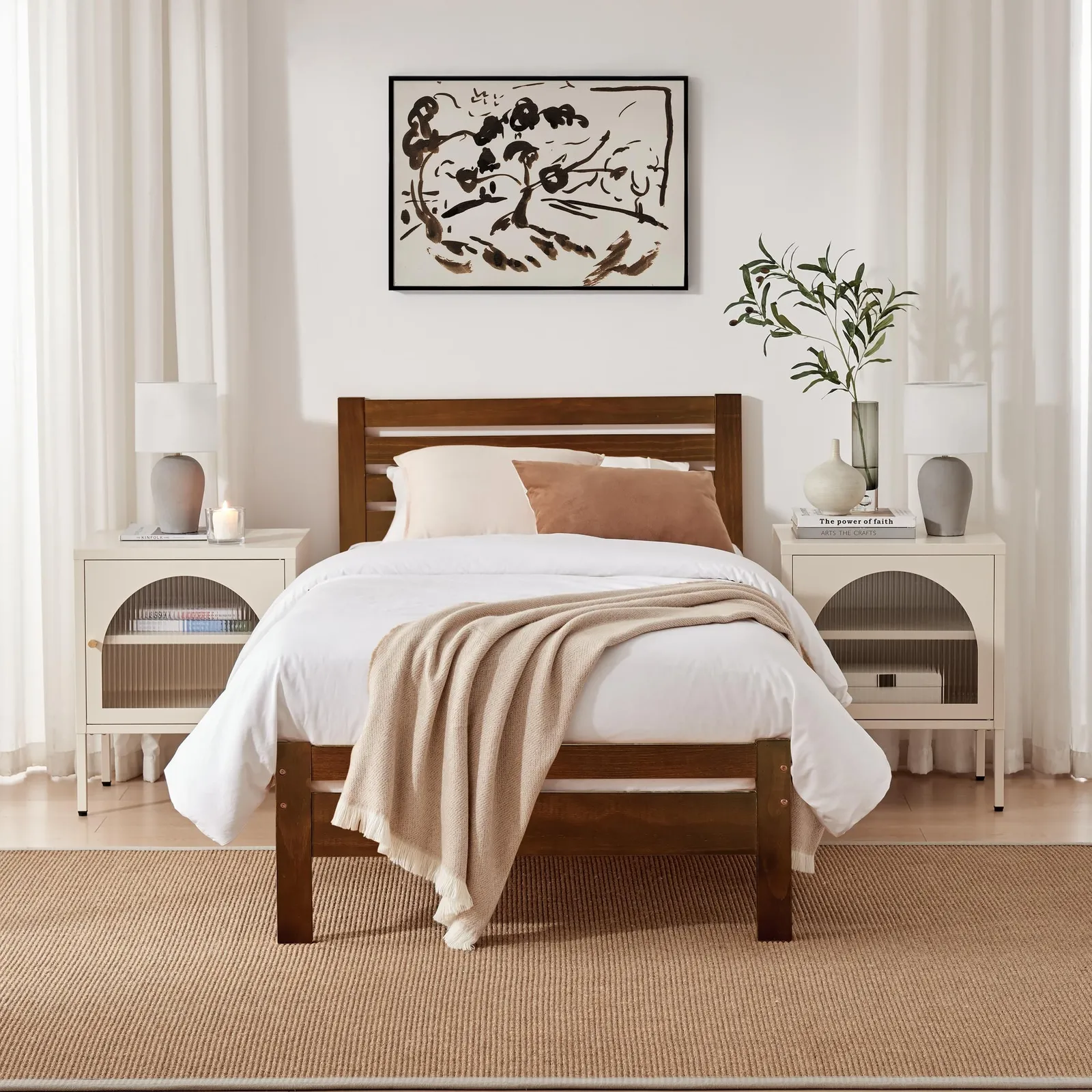 FurnitureboxUK Declan Solid Pine Single Bed Frame in Walnut 2