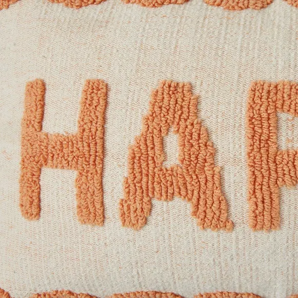 Happy Bright Slogan Cushion Coral 2