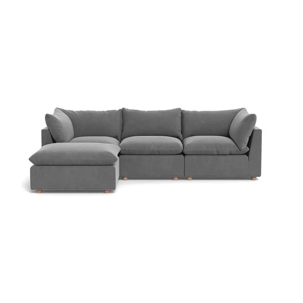 Heal's Astrid Left Hand Facing Corner Sofa Smart Velvet Mercury Natural Beech Feet 1