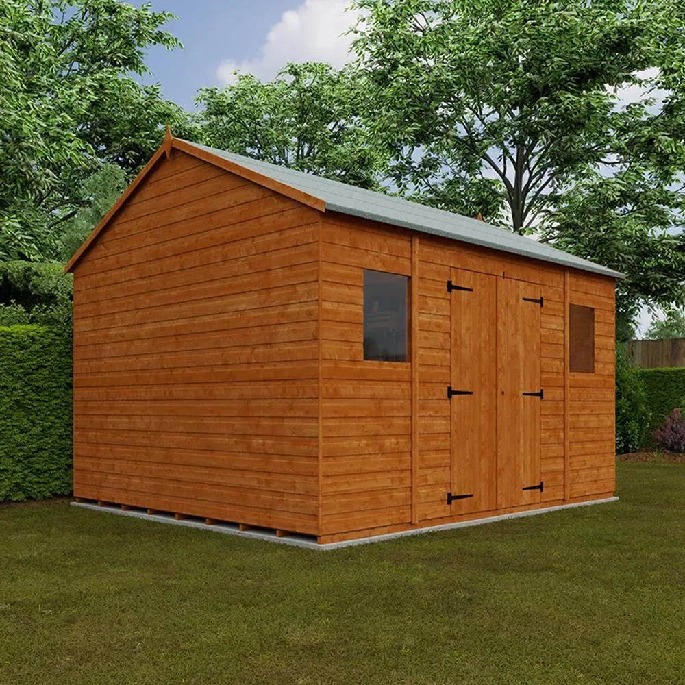 Buttercup Farm 12 x 10 Feet Workman Apex 12mm Shed - Solid Wood/Softwood/Pine in Burnt Orange 4