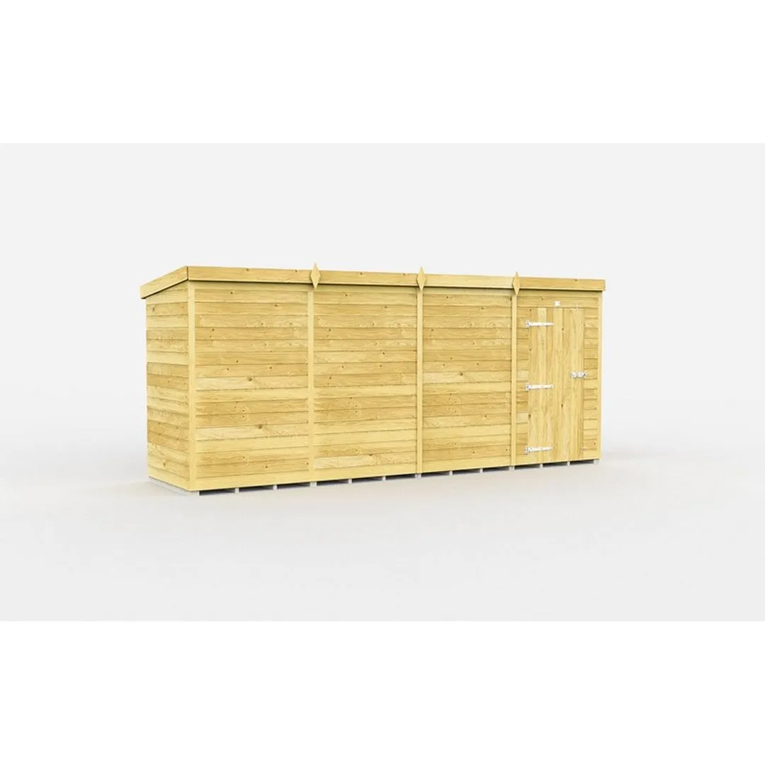 Buttercup Farm 15 x 4 Feet Pent Shed - Single Door W/O Window - L118 x W454 x H201 cm in Brown