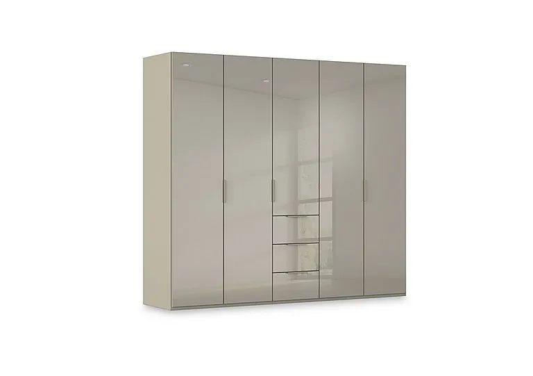 Haven 251cm 5 Door Combi Wardrobe with Glass Doors