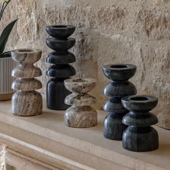 Set of 2 Azuaga Marble Candlestick Holders 3