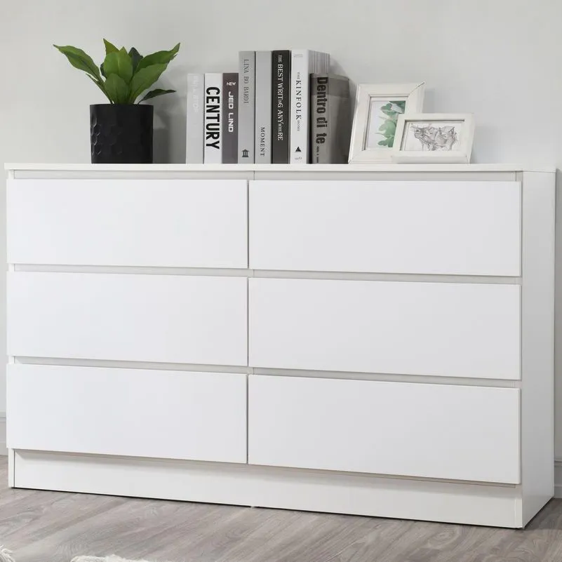 Birlea Oslo 6 Drawer Chest Grey in White