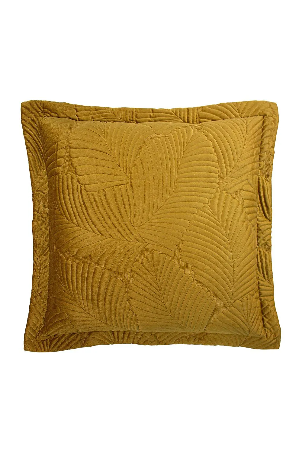 Paoletti Palmeria Quilted Velvet Cushion in Gold