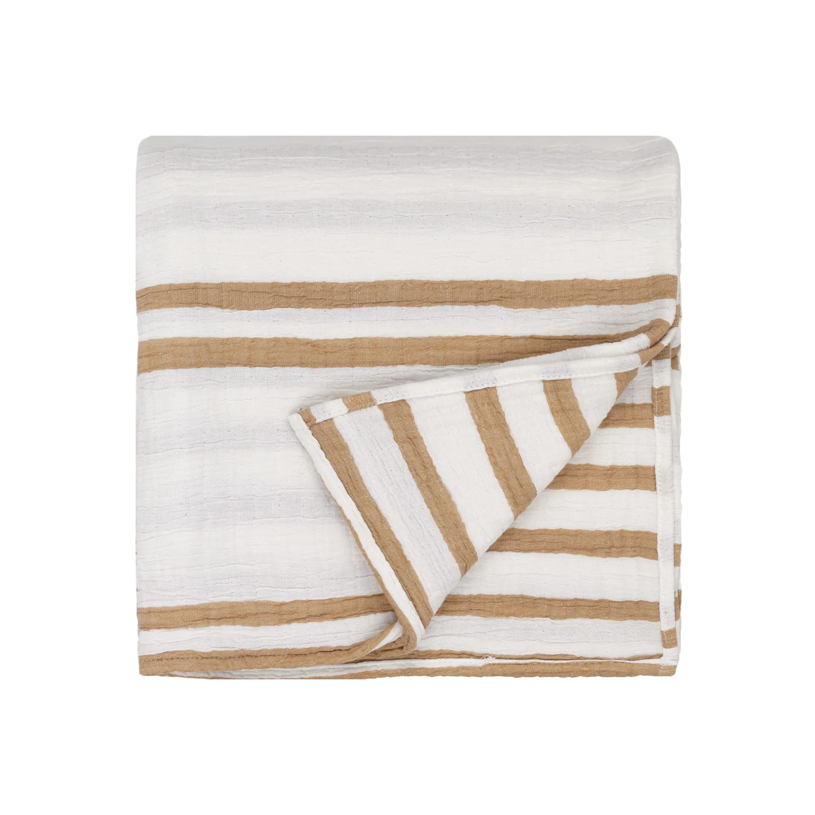 Yard Woven Stripe 100% Cotton Bedspread in Light Brown 3