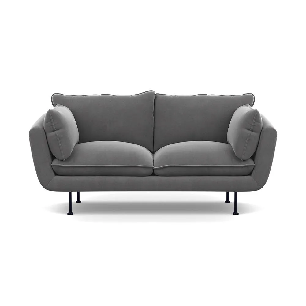 Heal's Allora 2 Seater Sofa Smart Velvet Mercury Black Feet