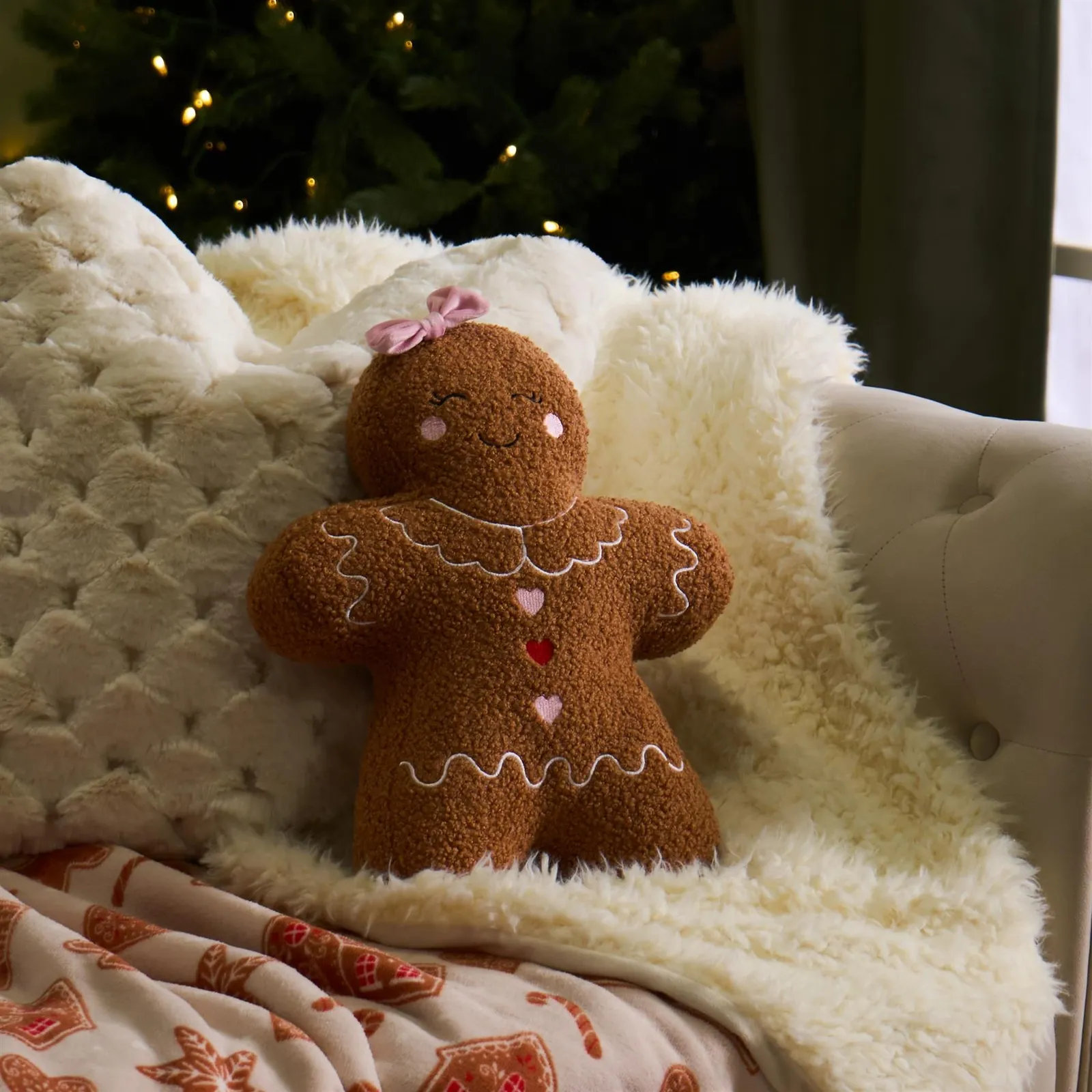 OHS Gingerbread Boucle Scatter Cushion Decorative Pillow in Brown
