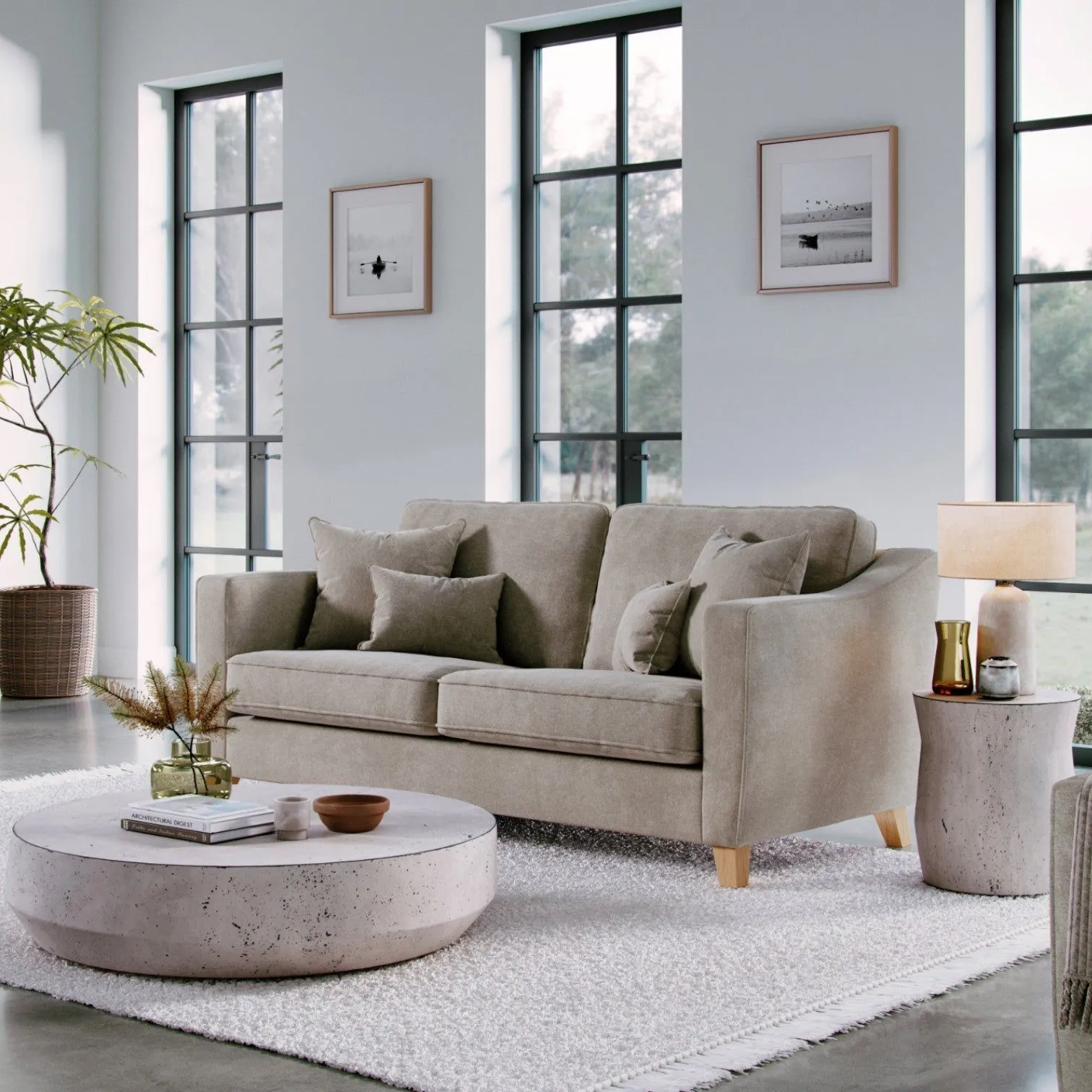 The Great Sofa Company Jackson 3 Seater Chenille Sofa in Stone 1