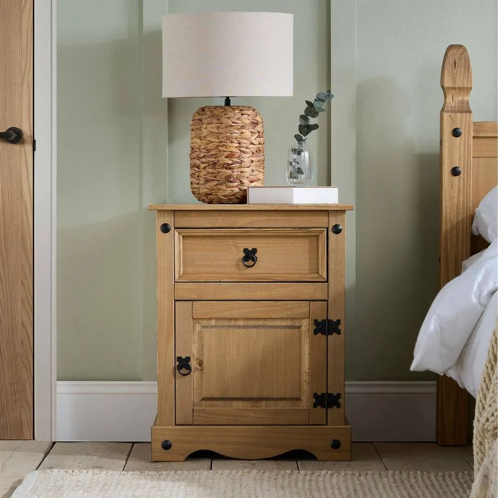Birlea Pair of Corona Large 1 Drawer Bedside Cabinet Bedside Mexican Chest in Natural 2