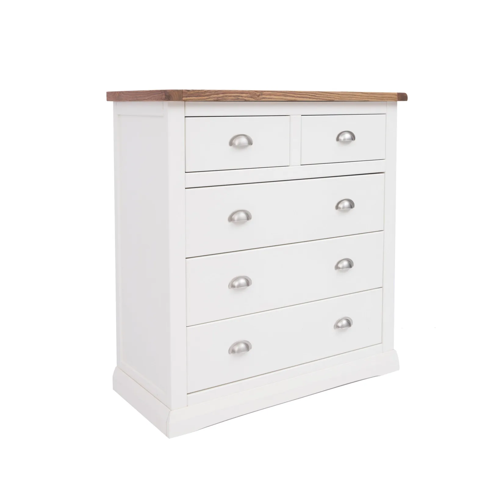 Cabinet Bits Cosenza 5 Drawer Chest of Drawers Chrome Cup Handle in Off-White 2