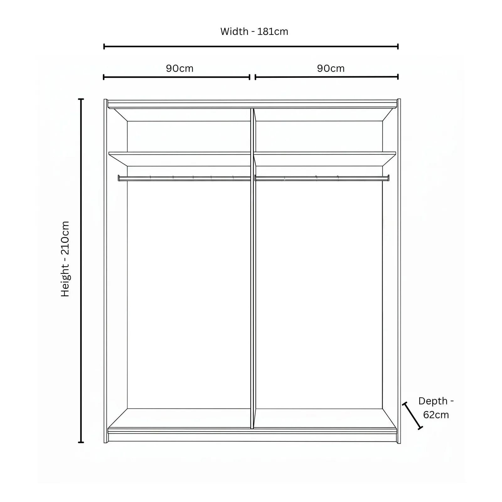 Marais 181X62X210Cm 2 Door Sliding Wardrobe Wood | Barker & Stonehouse 4