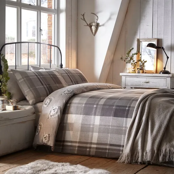 Dream & Drapes Colville Check 100% Brushed Cotton Reversible Duvet Cover & Pillowcase Set