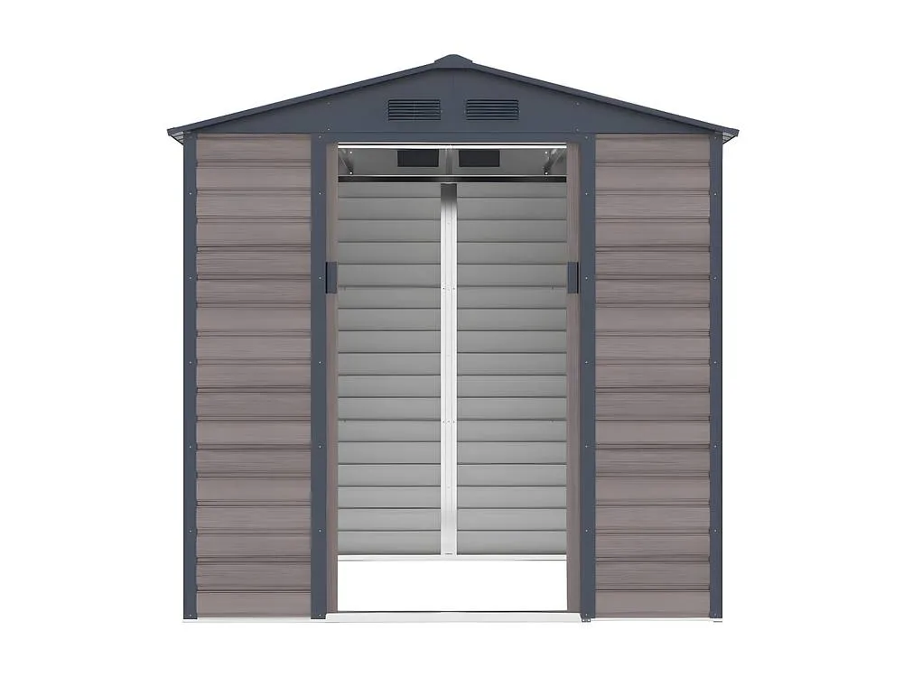 Vente-unique Galvanised Steel Garden Shed - Grey Wood Effect - 4.15 M² - ADELMO 5