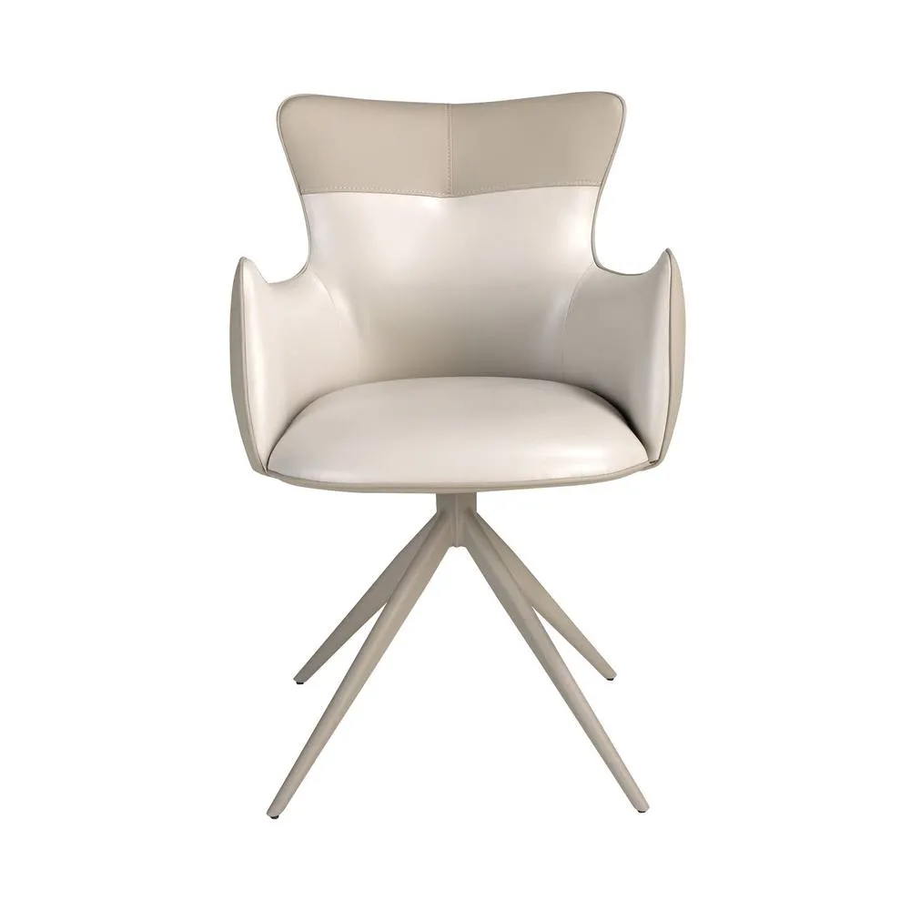 Angel Cerda Angel Cerdá 4203 Swivel Dining Chair in Off-White & Greige Leatherette 2