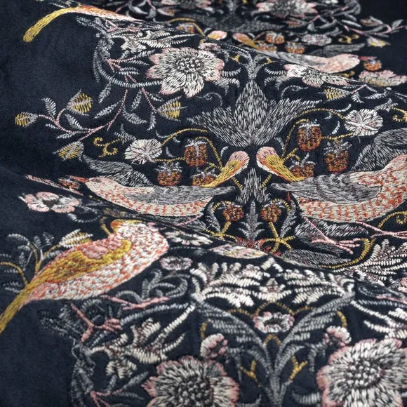 Morris & Co. Strawberry Thief Embroidered Pencil Pleat Curtains 3