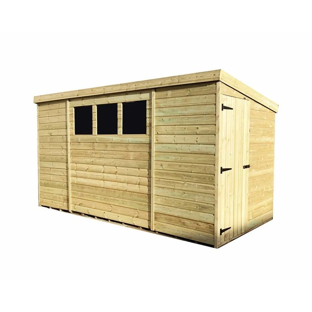 Marlborough 14 x 6 Pressure Treated Pent Garden Shed with Side Door in Natural 2