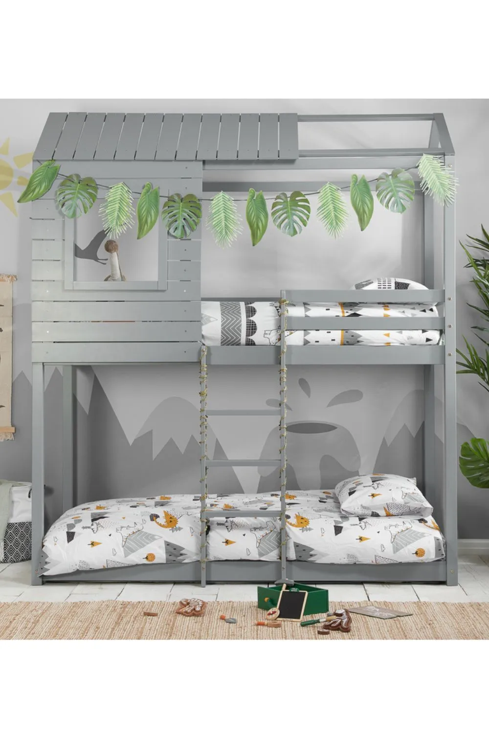 Birlea Solid Wood Bunk Beds Adventure 3FT Single Bed Pine Frame in Grey 2