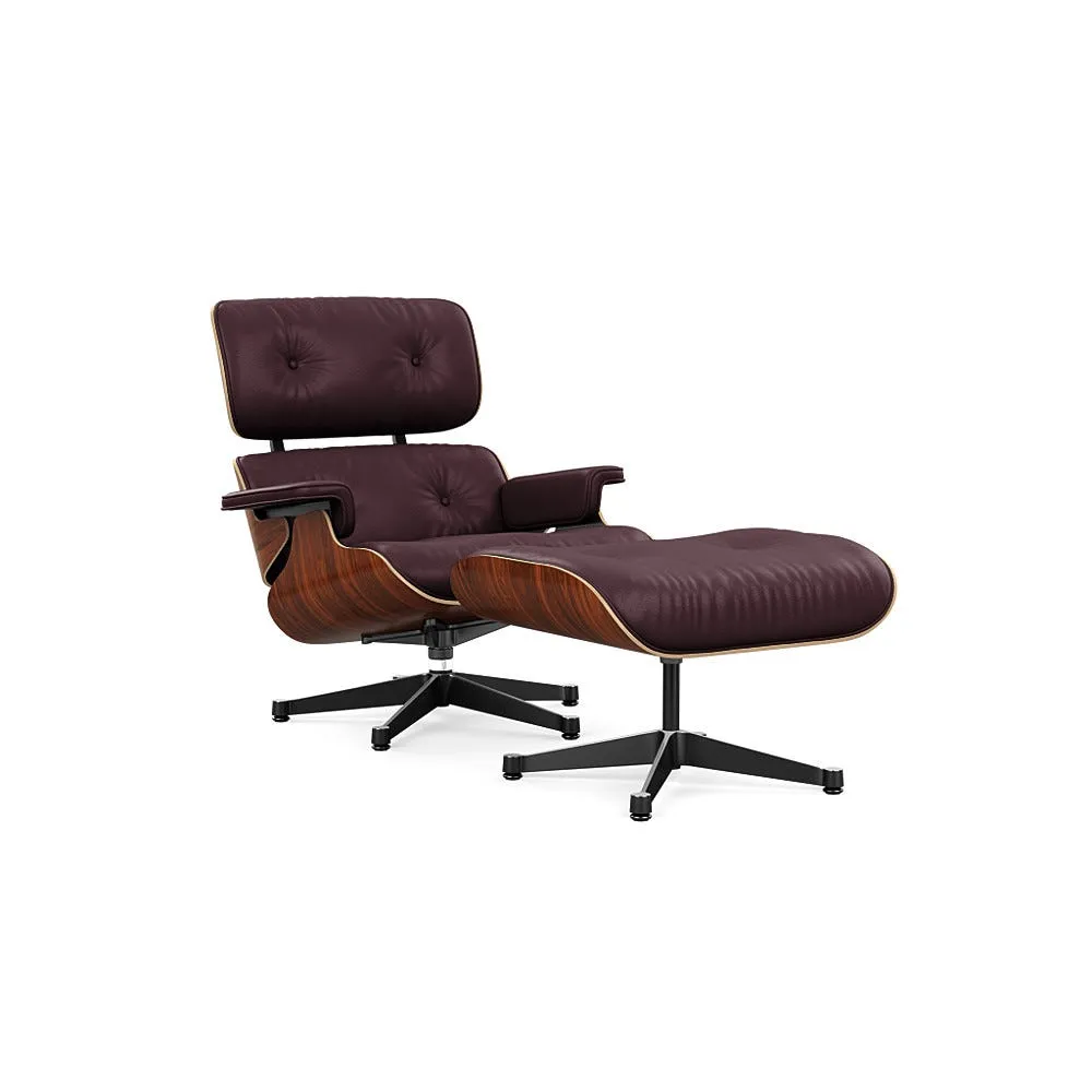 Vitra Eames Lounge Chair & Ottoman Santos Palisander Clas. L50 87 Plum Polished Black Base 05 1