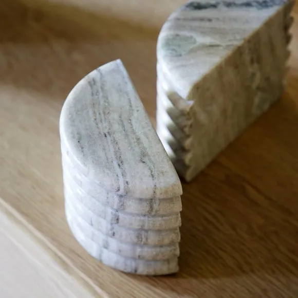 Cedar & Sage Set of 2 Ondo Marble Bookends 3