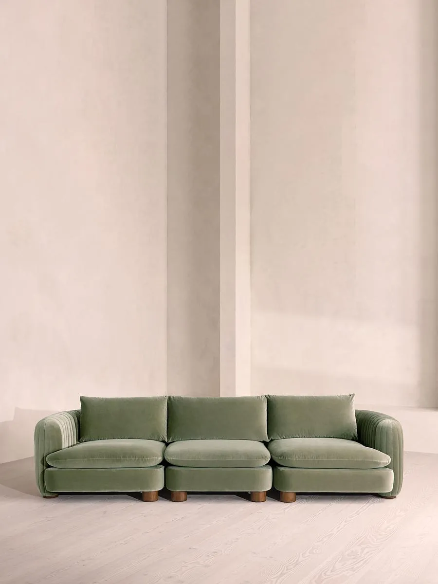 Vivienne Modular Sofa, Four Seater, Velvet, Seafoam