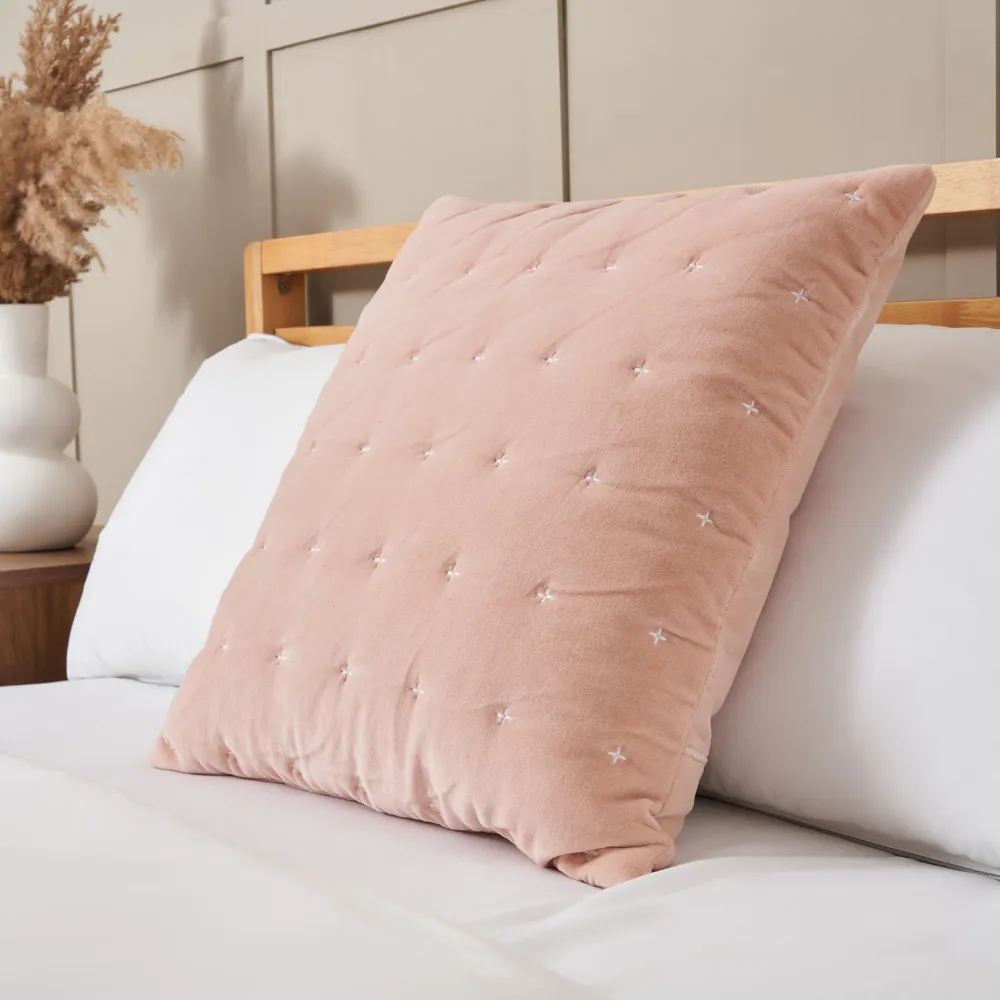 Cross Stitch Quilted Cushion, Pink 1