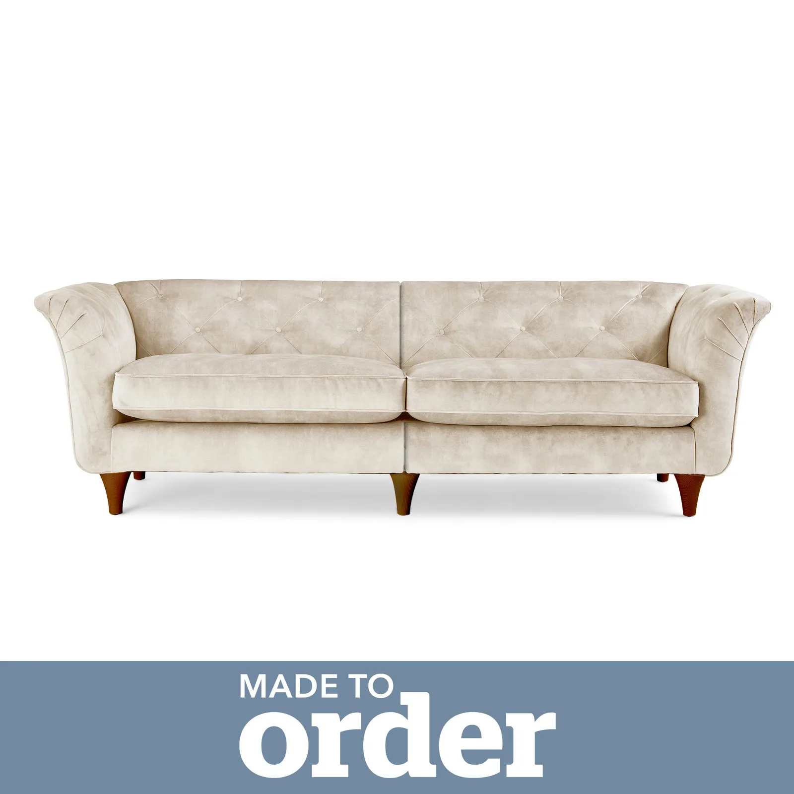 Jaipur 4 Seater Sofa Slub Velvet Brown