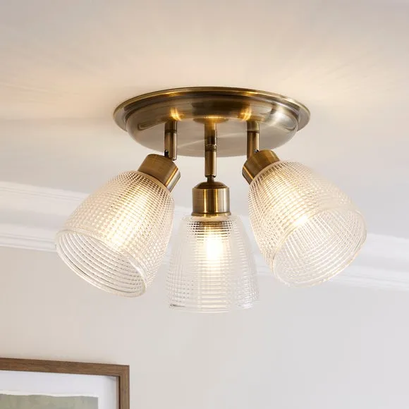Kibworth Ribbed 3 Light Adjustable Semi Flush Spotlight