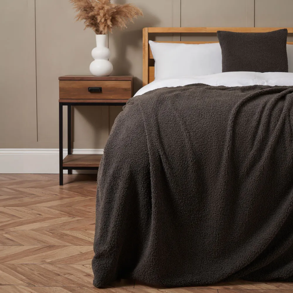Really Soft Teddy Bear Fleece Throw, Grey