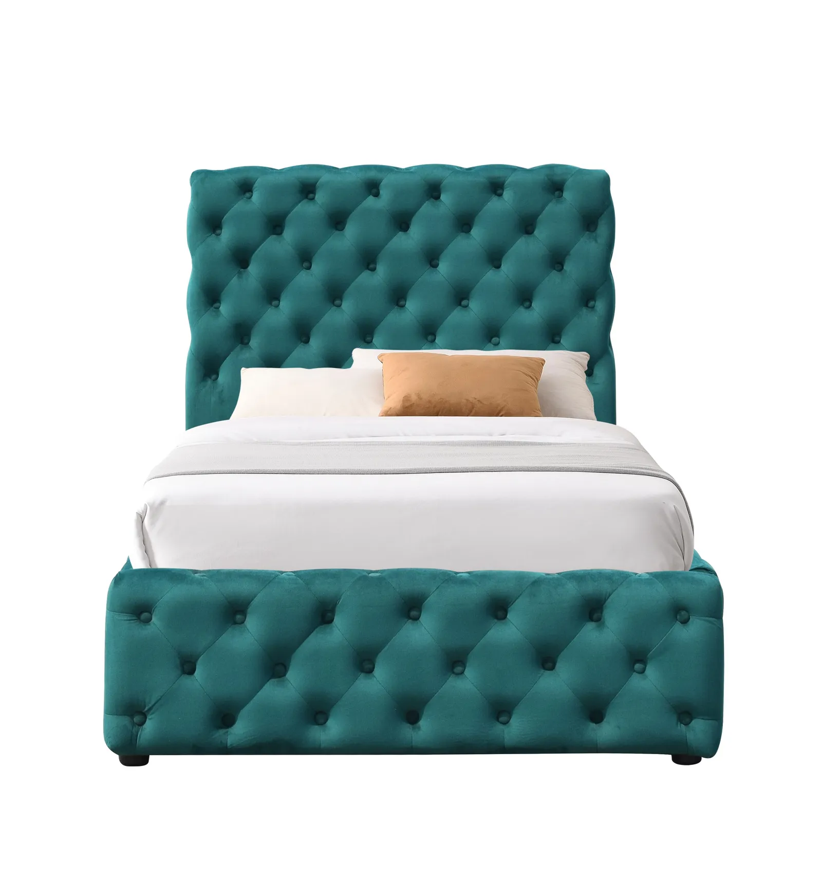 Comfy Living Ltd Tufted Fabric Gas Lift Ottoman Bed Frame in Green 2