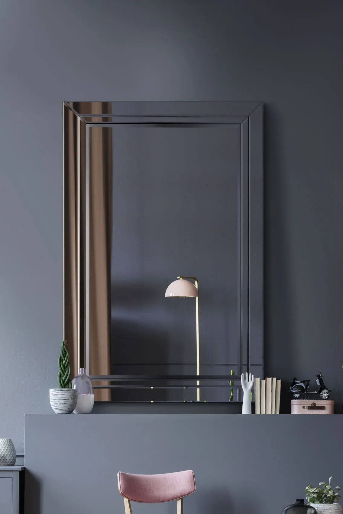 MirrorOutlet Cranbury All Glass Large Dress Mirror 120 x 80 CM in Silver