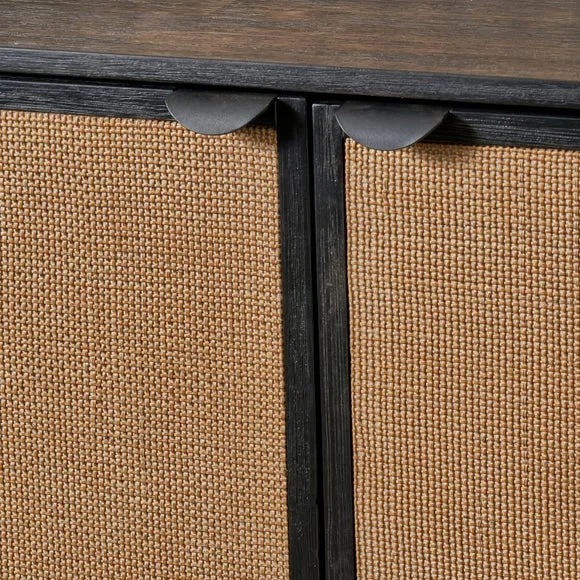 Fiji 4 Door Sideboard, Acacia Wood and Rattan 3