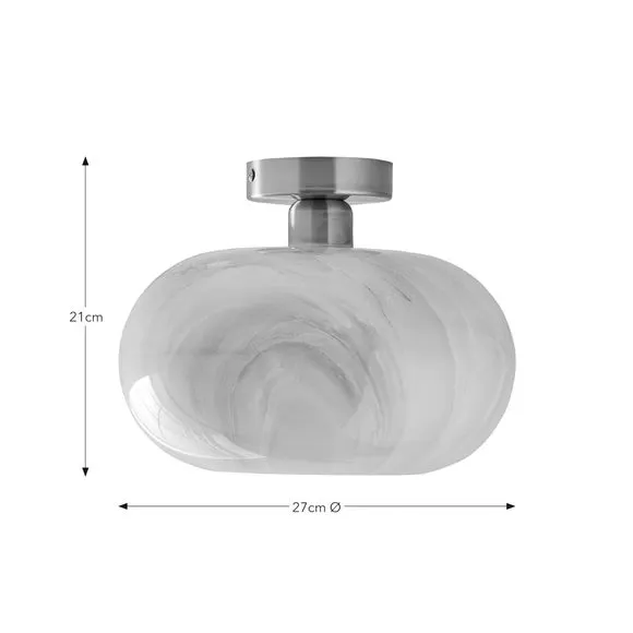 Lacey Alabaster Semi Flush Ceiling Light 5